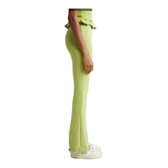 Sammy B NWT Kenny Slim Fit Flared Ribbed Jersey Pants in Green - Picture 7 of 11